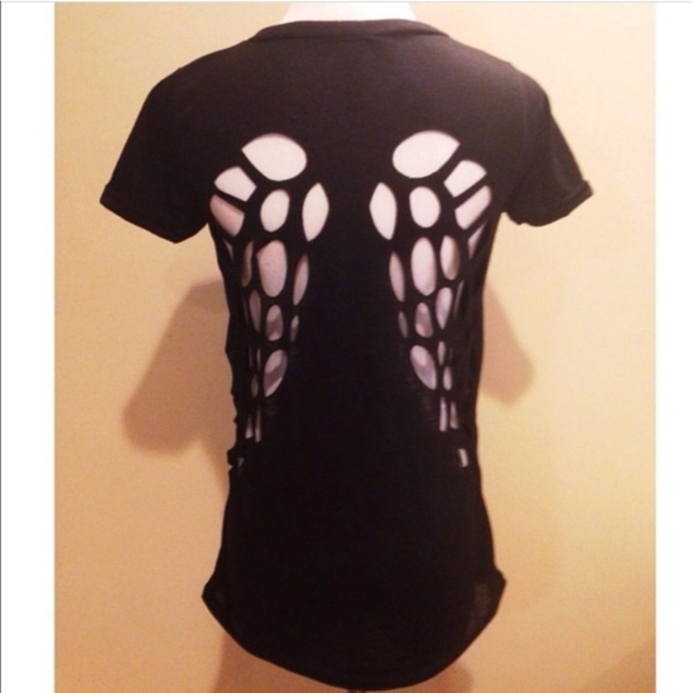 Black tshirt with cut out angel wings